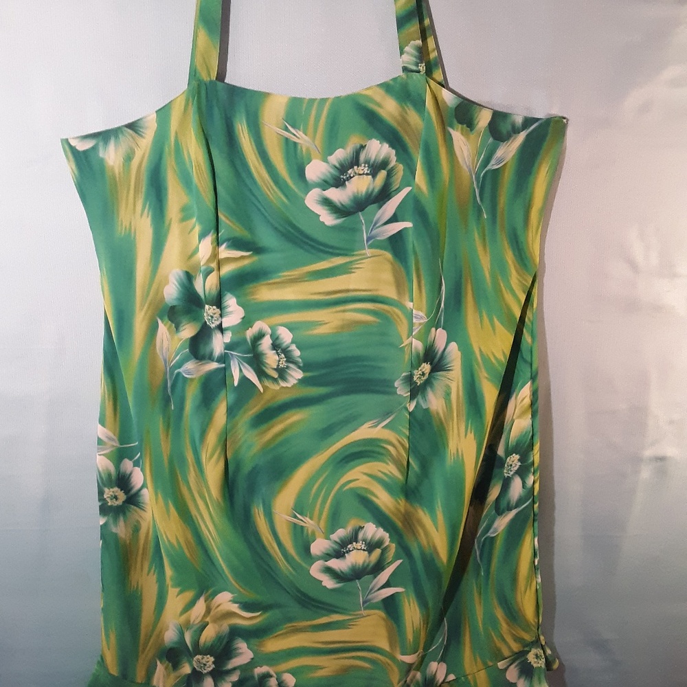 2 Piece Green Floral Print Dress